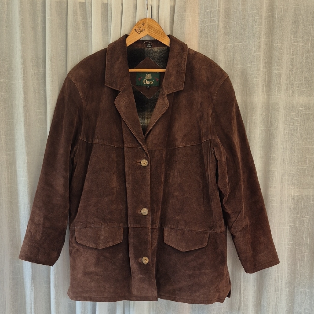Orvis Dark Brown Suede Leather Women's Blazer Jacket